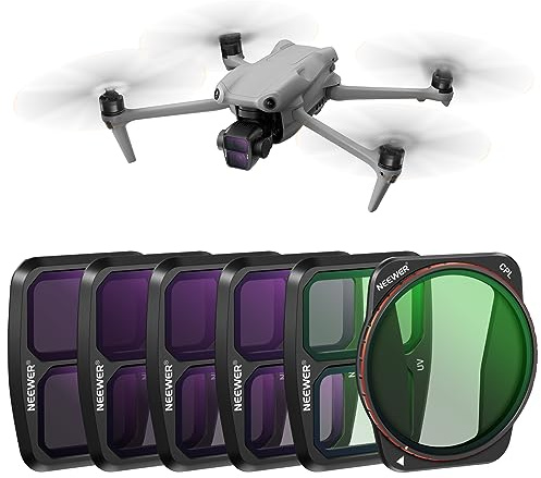 NEEWER ND CPL UV Filter Set Compatible with DJI Air 3, 6 Pack ND8 ND16 ND32 ND64 UV CPL Polarizer Neutral Density Filter Kit, Multi Coated HD Optical Glass/Secure Attach/Lightweight Frame