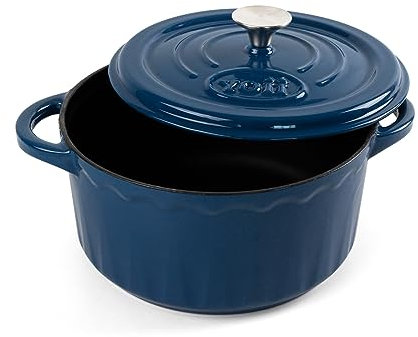 AILIBOO Enameled Cast Iron Dutch Oven with Lid - 4L - Durable Nonstick Casserole with Enamel Coating for Braising, Stews, Roasts, Baking, Safe on Any Table