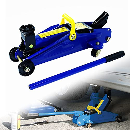 Auto Rangierwagenheber, Wagenheber 2T, Profi Bodenheber, Hubhöhe 135-320mm, 2 Tonnen Wagenheber Unterstellbock für Haus und Werkstatt, Roll- und Lenkbar, Blau