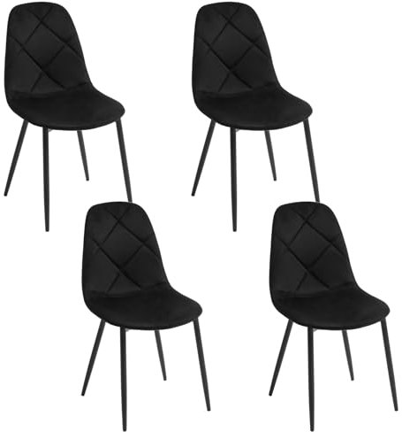 Lestarain Esszimmerstühle 4er Set, Küchenstuhl, Polsterstuhl, Design Stuhl, gepolsterter Stuhl für Esszimmer Küche Wohnzimmer Schlafzimmer, mit Metallbeinen Samtsitz, Schwarz, LCNI131002-4