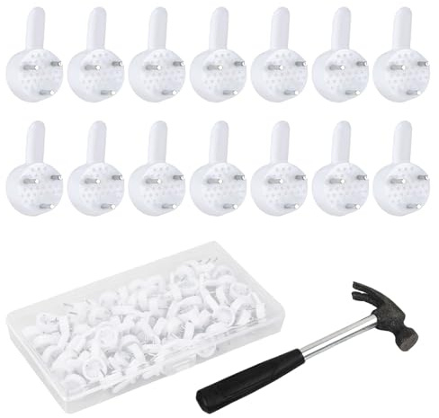 Shengxi Ganci da Quadri Muro Gancio Senza Traccia, 60Pcs Gancio per Appendere Foto con Mini Martello da Carpentiere, Chiodini per Quadri Gancio Invisibile per Specchi Dipinti Orologi