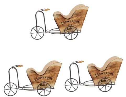 Genérico Soporte para plantasYardwe 3 Piezas Maceta Mini Bicicletas Mini Macetas Mini Jarrones para Flores Maceta de Paisaje Carro de Flores Soporte para Carro de Maceta Soporte para Plantas de Hierr