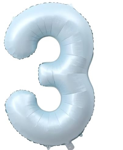 BB Blau 3 Luftballon Zahl 3th Ballon Nummer, Deco Party Geburtstag Helium Folienballon Zahlenballon 3 BB Blau / 100CM
