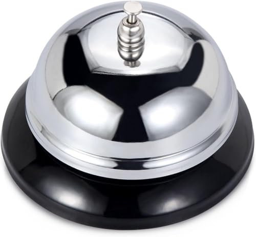Calling Bell Reception Call Bell - 8,5cm Hand Service Desk Bell with Metal Anti-Rust Construction for Hotels Restaurants Schools Bar and Classic Concierge Use