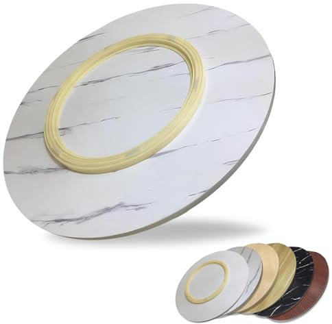 Grand plateau tournant rond en bois rotatif à 360 ° pour cuisine, plateau de service pivotant, 50 cm de diamètre, couleur blanche, pas de montage nécessaire