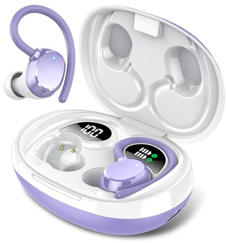 QXQ Ecouteurs Bluetooth sans Fil Sport, Écouteurs Bluetooth 5.3 avec HiFi Stéréo, Écouteurs sans Fil avec Réduction de Bruit 4 HD Mic, Purple