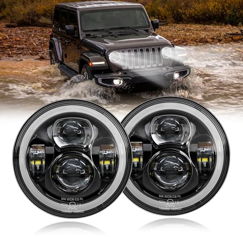 bamotoop 7 Zoll LED Scheinwerfer E-Geprüft Mit Fern-und Abblendlicht Blinker und Tagfahrlicht für Jeep Wrangler Ⅲ JK G-Klasse 250 GD Wolf W460 W461 für Land Rover Defender 90 110 für VW T3 10-30V