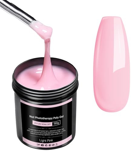 Light Pink Builder Nail Gel – 150g Hard Gel for Nails Large Capacity Strengthen for Extending & Broken Nails Repair Strengthen for Nail Art Manicure