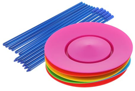 Toyvian Lot De 6 Assiettes Tournantes en Plastique Coloré pour Garçon Et Filles avec Bâtons De Jonglage, Jeu D’équilibre pour Spectacle Artistique Et Animation De Fête