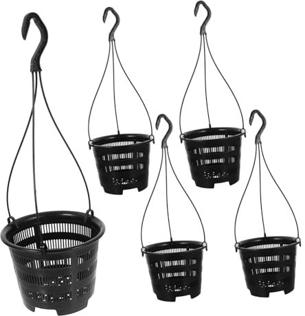 CAXUSD Pots de Fleurs Suspendus Design Moderne et Chic en Plastique Noir pour Orchidées Set de 5 Gain de Place et Facile à Exposer pour Camping et Balcon