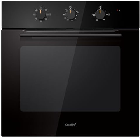 COMFEE' CBO60M80M1-BK Horno empotrable de 60 cm y 60 litros con 8 funciones, freidora de aire, cocción multifase, puerta extraíble, fácil limpieza, limpieza con vapor, color negro