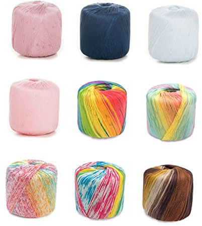 PartyKindom Baumwollgarn Farbverlauf Handgehäkeltes Garn Für DIY-Accessoires Pullover Schals Hüte Superweiches Langlebiges Material in Sanften Regenbogenfarben Für Kreative Strick Häkelprojekt
