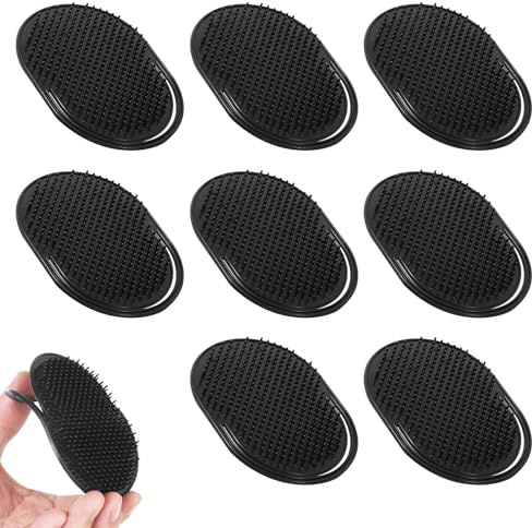 Pocket Combs for Men, 8 Pcs Portable Comfortable Round Mens Comb Black Pocket Hair Brush for Beard Hair Home Travel Pets