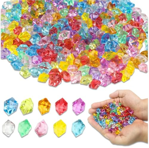 400 Stück Edelsteine Ausgraben für Kinder, Acryl Deko Diamanten Kinder | Vasenfülle, Dekosteine, Dekoglassteine für Hochzeit, Party, Schatzsuche im Sandkasten