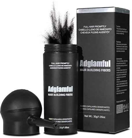 Adglamful Haarfasern für dünnes Haar, 30g Streuhaar mit Sprüh-Applikator, sofortige Haarverdichtung, natürlich & langanhaltend, für Männer und Frauen (Dunkelbraun)