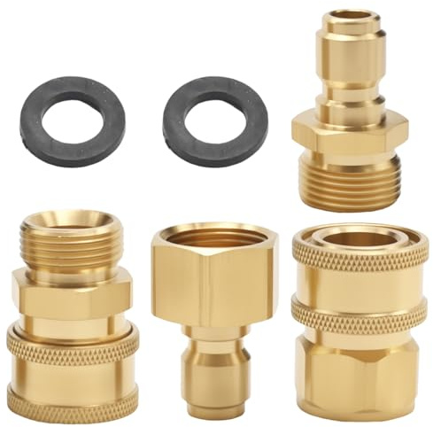 Hoypeyfiy 4-teilig M22-15 auf 3/8 Schnelltrennung Adapter-Set, Ersatz für Kärcher Hochdruckreiniger K2-K7, Ersatz für Bosch Aquatak
