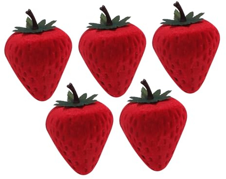 Scatola per Anelli a Fragola Creativa in Velluto, 5 Pezzi Rosso