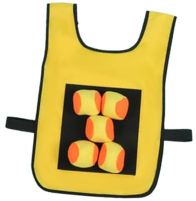 KIXZSAZ Klebrige Ballweste, Völkerball Spielset für Kinder, drinnen und draußen, inklusive 5 klebrigen Bällen, Sportspielzubehör für Kinder im Freien mit 5 Bällen, Gelb,