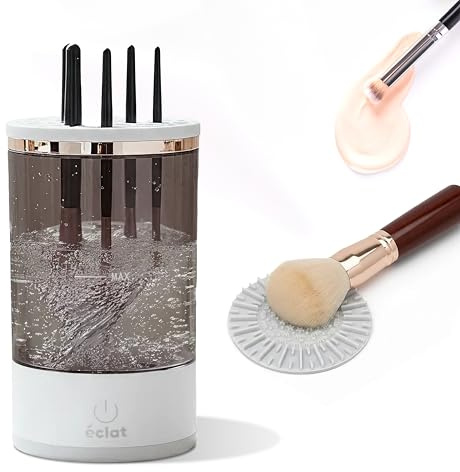 ÉCLAT Máquina limpiadora eléctrica de brochas de maquillaje, limpia profundamente los residuos de esponjas y polvos, limpiador de herramientas cosméticas, no necesita pilas, lavadora giratoria rápida