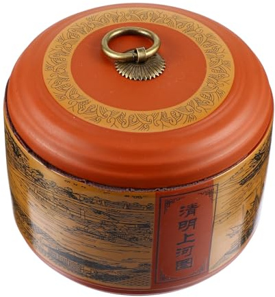 DECORNIJIA Large Porcelain Tea Canister Ceramic Tea Tin with Airtight Seal Food Storage Container and Kitchen Organization