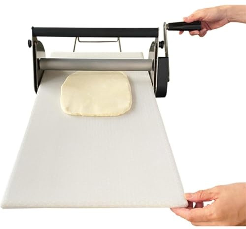 Máquina laminadora de masa, rodillo de repostería plegable manual de acero inoxidable para panadería, pizza, croissant, grosor ajustable de 0,5 a 17,5 mm, uso comercial y doméstico