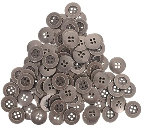 Luxshiny 100pcs Vintage Silver Alloy Buttons for Blazer and Shirt with Four-Hole Structure, 15mm Round Sewing Buttons for Strong Fastening and Secure Attachment, for DIY Clothing and Craft
