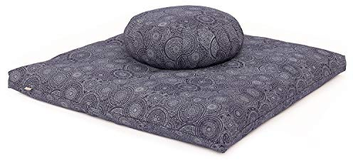 Bodhi - Set Medi-Set II Maharaja Collection, composto da cuscino da meditazione, farro e tappetino da meditazione Zabuton, ZAFU MANDALA / blu scuro