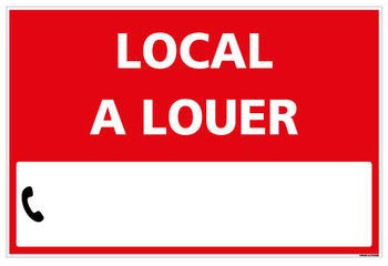 Signalétique.biz France, Panneau Immobilier Local à Louer avec Oeillets aux 4 Coins, Rouge, Plastique Rigide Akilux 3,5mm, Dimensions 60 x 40 cm (600 x 400 mm), Livré avec Une Planche de Chiffres