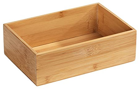 WENKO Depósito de bambú Terra L - repisa para el baño Capacidad: 1.8 l, Bambú, 22 x 7 x 15 cm, natural