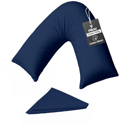 Rohi Navy V Shaped Pillowcase – Soft & Breathable V Pillow Cover – Hypoallergenic Triangle Pillow Case – Envelope Closure – Back Support Orthopaedic Nursing V Pillowcase Covers Only (Navy)