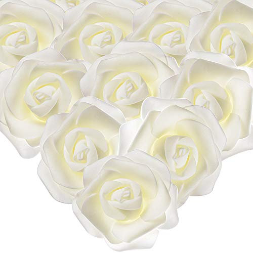 50er Schaumrosen Künstliche Blumen Rosenköpfe Rosenblüten Foamrosen in Creme Brautstrauß DIY Party Hause Hochzeit Deko zum Basteln