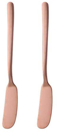 HEMOTON Coltelli da Pranzo in Acciaio Inossidabile 2 Pezzi Coltello da Burro Spalmatore di Burro Formaggio Dessert Spalmatori di Marmellata per Panini al Formaggio al Burro (Oro Rosa)