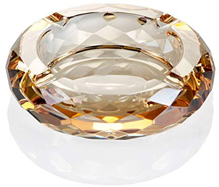 Crystal Glass Ashtray, Cigar Cigarettes Ashtray Holder Home Office Desktop Tabletop Decoration,Crystal Gold