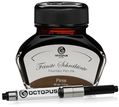 Octopus Fluids Pinie - encre d'écriture avec convertisseur, encre de stylo plume, brun 30ml