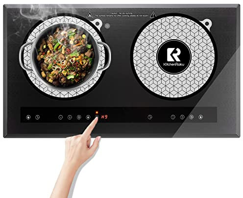 2 STÜCKE Induktionskochfeldmatte – (magnetischer) Kochfeld-Kratzschutz – für Induktionsherd, multifunktionale Silikonmatten für Heißluftfritteusen, Mikrowellenmatte von KitchenRaku (20cm, Transparent)