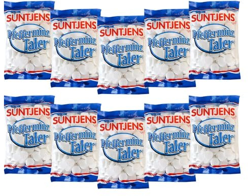 10 x Suntjens Pfefferminztaler - Pastillen mit Pfefferminzgeschmack à 310 g Beutel