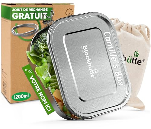 Blockhütte Personalisierte Edelstahl Brotdose mit Gravur I 1200 ml I Lunchbox mit Name, Bento Box für Kinder, Erwachsene, Brotdose mit 3 Fächern, Meal Prep Boxen, Lunchbox personalisierbar