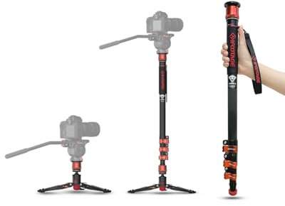 IFOOTAGE Cobra 3 Monopod A180F,Aluminum Alloy Monopod,Flip lock to Adjust Height,Automatically Switch From 1/4to3/8 Screws,Payload up to17.6lbs/8KG,Max. Height 70,87/180cm