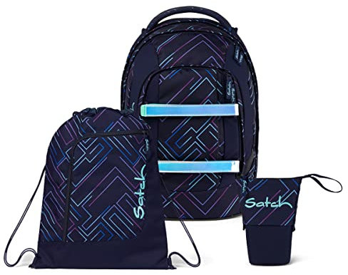 Satch Pack Pencil Slider Light Edition Schulrucksack Set 3tlg. mit Sportbeutel (Purple Laser)