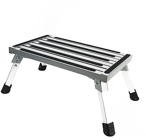 Yosoo Marchepied Pliable pour Camping-car, Multifonctionnel, Aluminium Argenté, Stable
