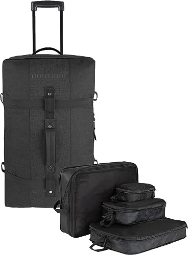 normani Reisetasche 125 L Reisetrolley mit Rollen mit 4 Kleidertaschen Schwarz 125 L