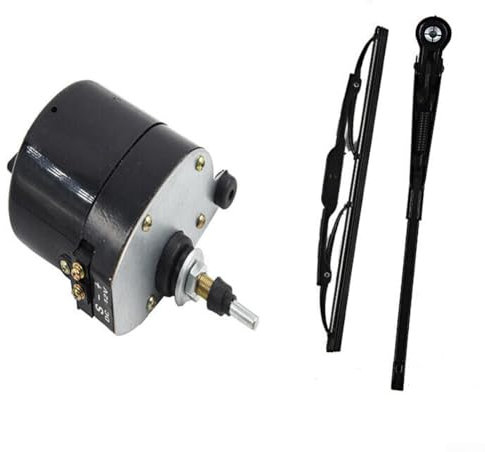FUBESK Universal-Scheibenwischermotor, 12 V, Schwarz, kompatibel mit Fischerboot, Wohnwagen, Traktor, 01287358, 7731000001, 0390506510 (Motor + Scheibenwischer)