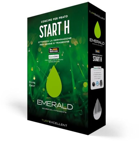 Emerald START H TurfExcellent, Concime Fertilizzante Granulare per Prato, ottimizza la Germinazione per Semine e Trasemine, 1,5kg (80mq) (1)