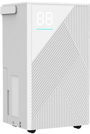 12L/Day Dehumidifier with Laundry Drying Mode Automatic Humidity Sensor & Display 24 Hour Timer Sleeping Mode Continuous Drainage for Damp, Mould and Condensation for Bedroom Bathroom Garage