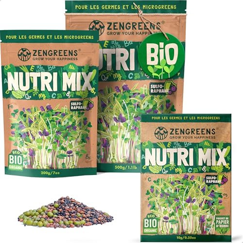 ZenGreens® - Miscela di semi nutri biologica - scegli tra 10, 200g e 500g - Nutri Mix di semi die germogli - Miscela di semi germogliati con alto contenuto di sulforafano - Microgreens