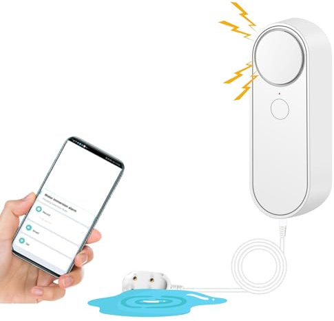 DEWIN WiFi Water Leak Detector Low Water Level Alarm Water Level Sensor 90dB Sound Water Leakage Alarm with Remote Monitoring for Kitchen, Bathroom, Basement