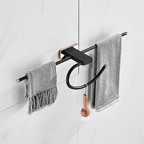 Generisch Handtuchhalter Schwarz Gold Kreativer Handtuchhalter aus Kupfer, Handtuchhalter, Toilettenpapierhalter, Handtuchhaken für Bademäntel, Badezimmer-Hardware-Set Badezimmer-Hardware/Ha