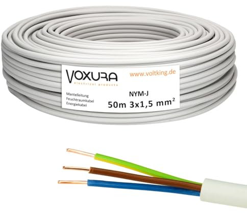 NYM-J 3x1,5 mm² 50m Ring Mantelleitung Installationskabel Stromkabel Feuchtraumkabel Kupfer
