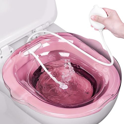 Peosaard Sitz -Bad für Toilette, 2pcs/Set Sitz Bad Bad mit Flusher, Anti -Überlauf -Sitzbädern mit Abflusslöchern, Nicht -Slip -Sitt -Bad für Hämorrhoiden, Post
