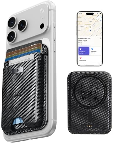 ESR för MagSafe Wallet med Var är? (Hitta My) funktionalitet, 5 korthållare, RFID-skydd, magsafe plånbok för iPhone, plånbok spårare för iPhone 17e/17/16/15/14/13/12 serien, inte för mini, svart